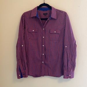 Talbots blue/ pink checkered button down